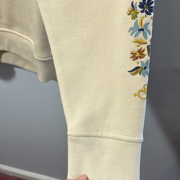 NWT Men’s Scotch & Soda Cream Hoodie with Embroidered Sleeves in Size L - Picture 9 of 16